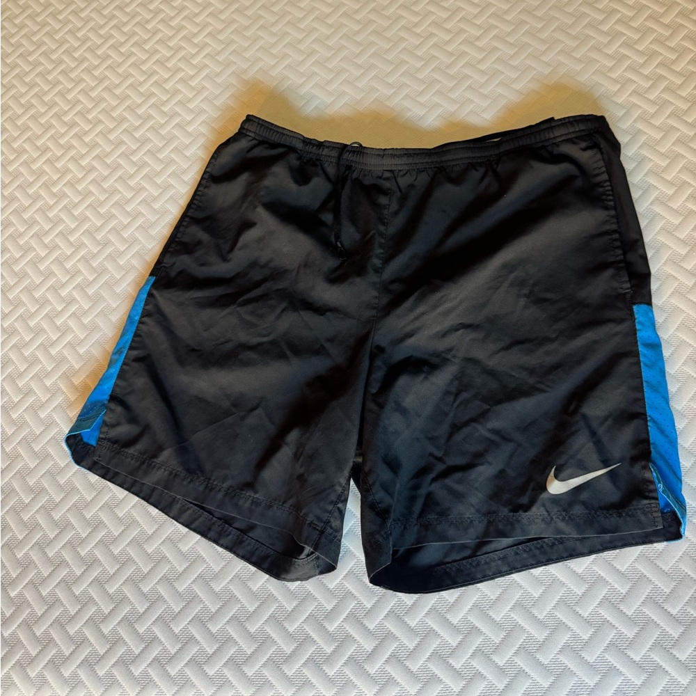 Nike Black Shorts with Blue Stripes